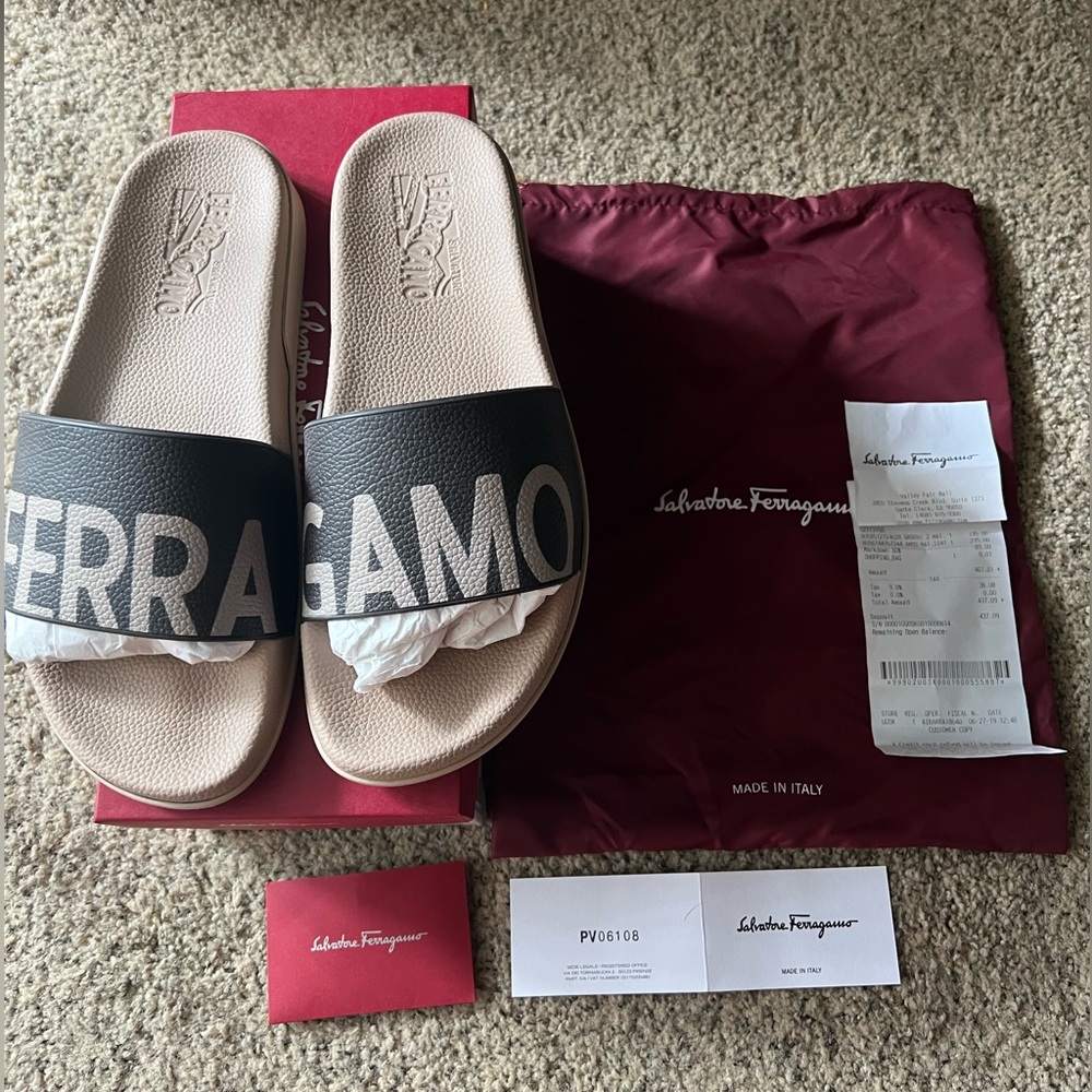 Salvatore Ferragamo Men’s Amos Slide Sandals size 10 US. BNIB W/ RECEIPT